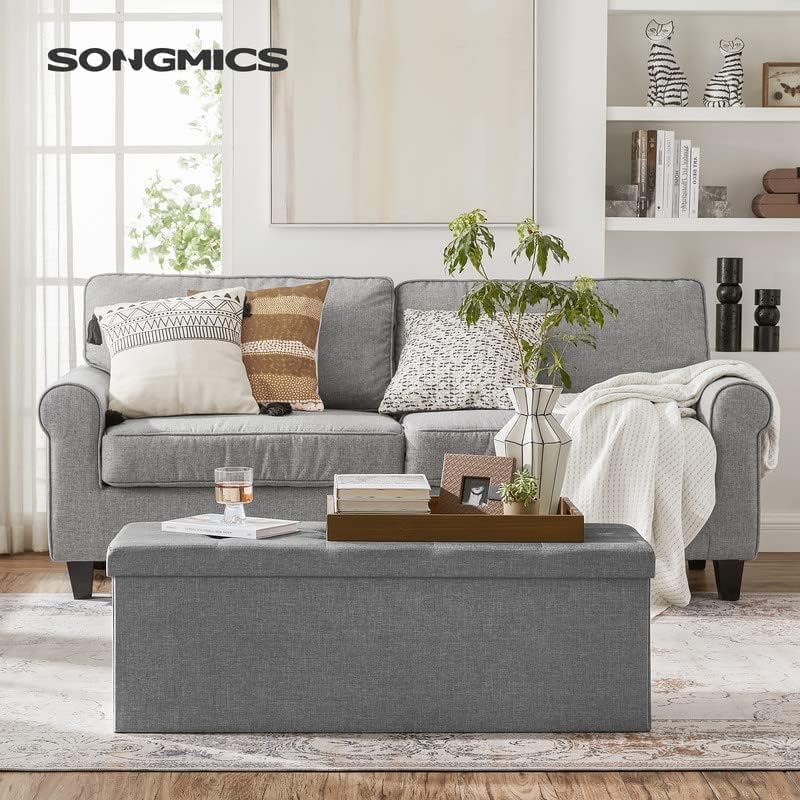 SONGMICS 43.3 Inches Folding Storage Ottoman Bench, Load 660 lb - Image 2