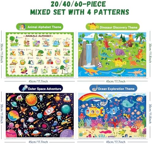 Disposable Sticky Placemats for Toddlers, 40 Pack Kids Table Mats - Image 3