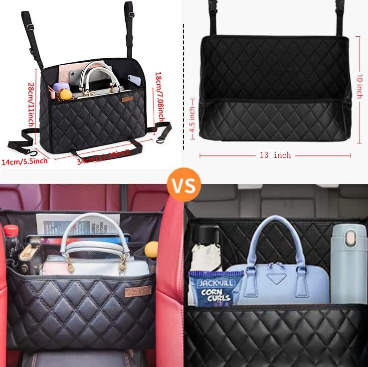 WLLWOO Car Net Pocket Organizer Purse Holder Console Front Seat Storage - Image 4
