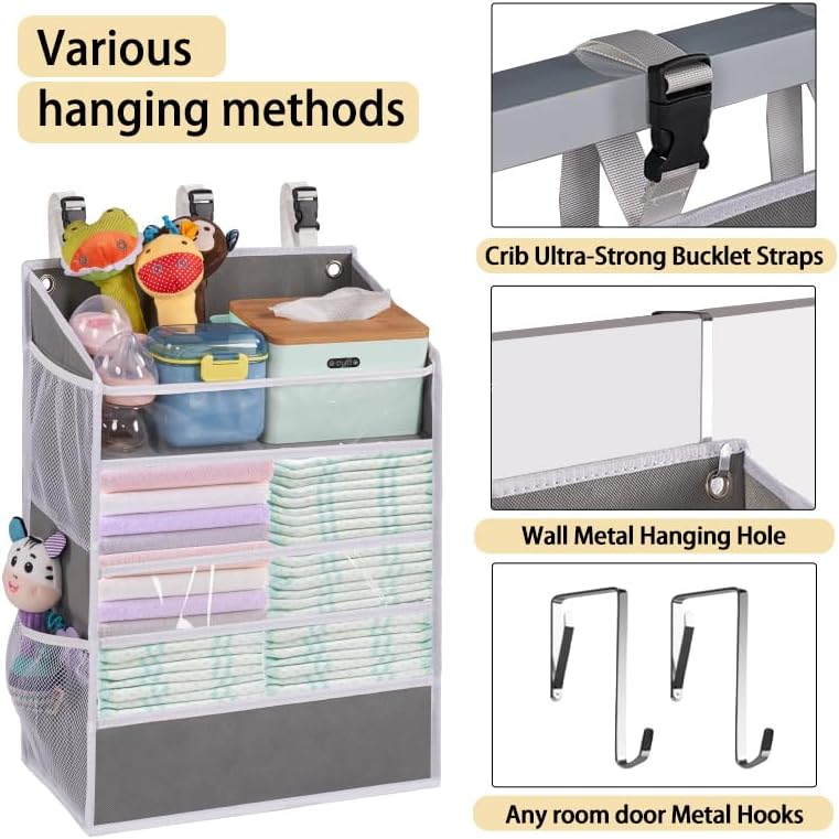WishJazz XL Hanging Diaper Caddy Organizer - Image 6