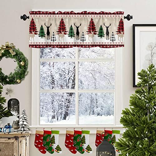 Farmhouse Christmas Valance Kitchen Curtains - Image 3