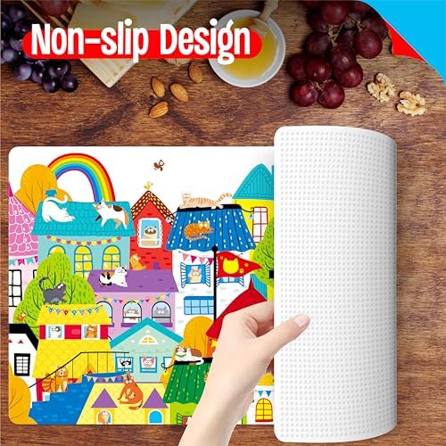 6 Pack Placemats for Kids, Non-Slip Washable Dining Mats, Reusable Cat-Themed - Image 3