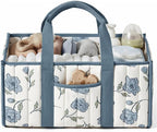 Diaper Caddy Organizer, Cute Floral Nursery Storage Basket, Soft Portable by Ankick