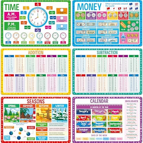 6 Pack Placemats for Kids, Non-Slip Washable Table Mat, Reusable Addition by SpriteGru