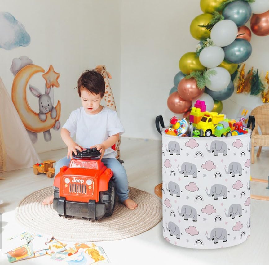 Essme Kids Laundry Basket, Elephant Hamper Collapsible Canvas Waterproof - Image 6