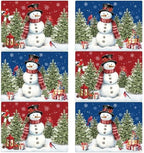 Winter Christmas Placemats Set of 6 Snowman Plastic Table Mat 17×13×0.04in by OBUSATT