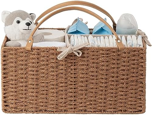 HBlife Large Baby Diaper Caddy Organizer, Paper Rope Storage Baskets Nursery Bin by HBlife