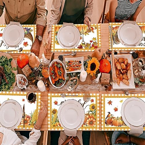 Thanksgiving Placemats Set of 6 Welcome Fall Plastic Table Mat 17×13×0.04in - Image 5