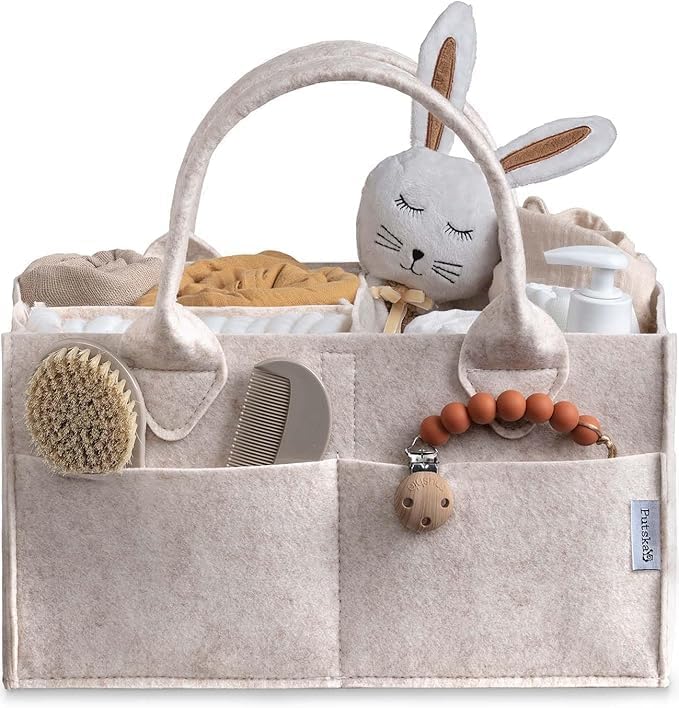 PUTSKA Baby Diaper Caddy Organizer, Felt Nursery Basket by Putska
