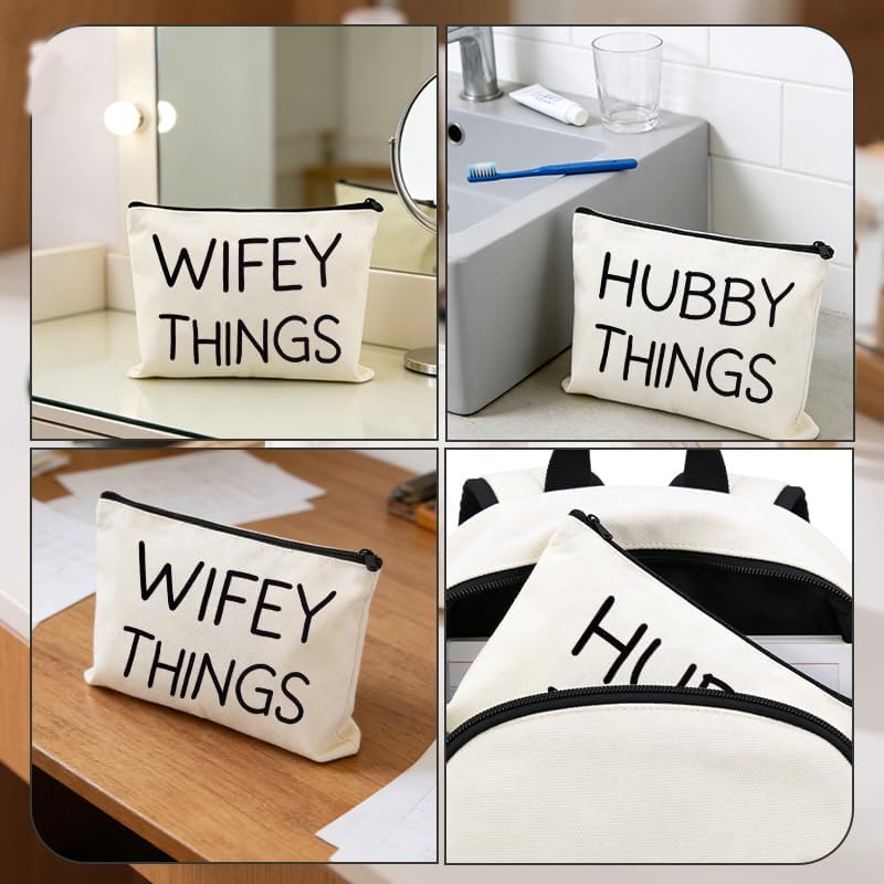 Wifey Hubby Things Cosmetic Makeup Storage Bags 2 Pcs - Image 4