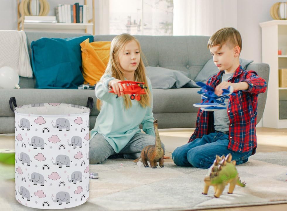 Essme Kids Laundry Basket, Elephant Hamper Collapsible Canvas Waterproof - Image 4