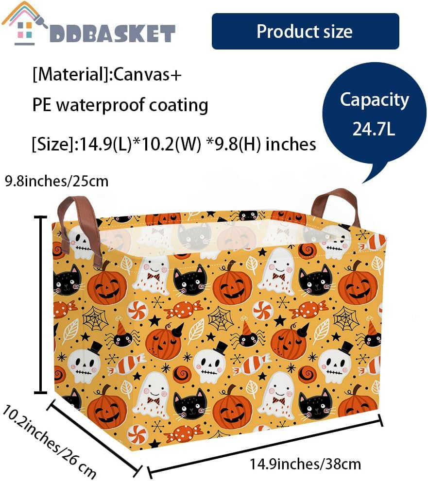 Rectangle Kids Baskets Halloween Basket Candy Storage Bin - Image 2