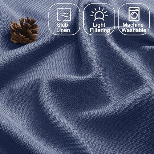 Chyhomenyc Blue Valance for Windows, Light Filtering Faux Linen Solid Short - Image 3