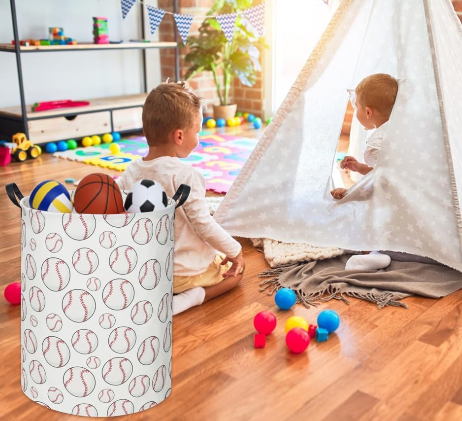 Baseball Kids Laundry Basket Baby Hamper Toy Storage Bin - Image 2