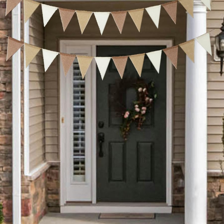 Pre-Strung Boho Pennant Banner Flags，Burlap Triangle Flags Bunting Garland - Image 5