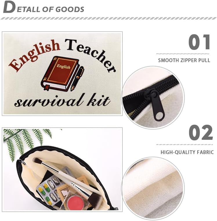 Funny English Teacher Survival Kit Bag Travel Toiletry Makeup Organizer Pouch - Image 3