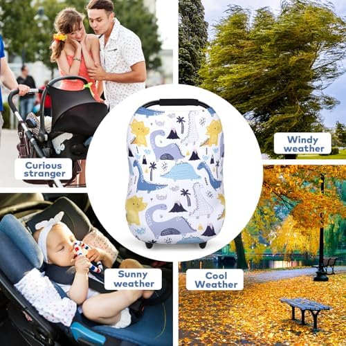 Rquite 4-in-1 Baby Car Seat Canopy, Stretchy Nursing Breastfeeding Cover - Image 7