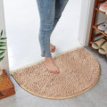Half Round Bath Mat Beige Bathroom Rugs Semicircle Chenille Bath Rugs Water by Eanpet