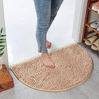 Half Round Bath Mat Beige Bathroom Rugs Semicircle Chenille Bath Rugs Water by Eanpet