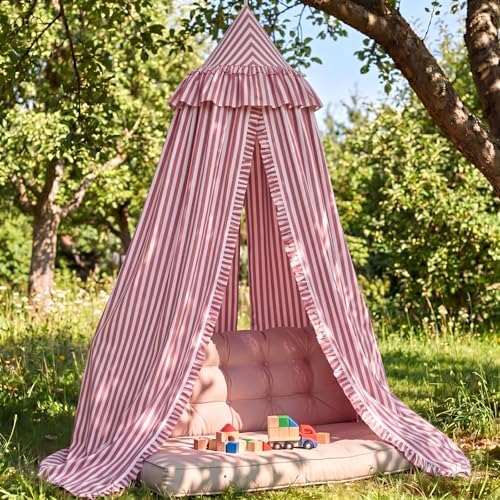 SmoothNovelty Red Striped Bed Canopy by SmoothNovelty