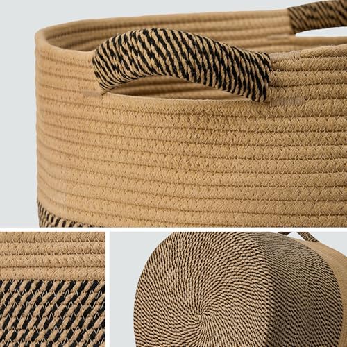 Blanket Basket for Living Room, Woven Rope Storage Basket - Image 4