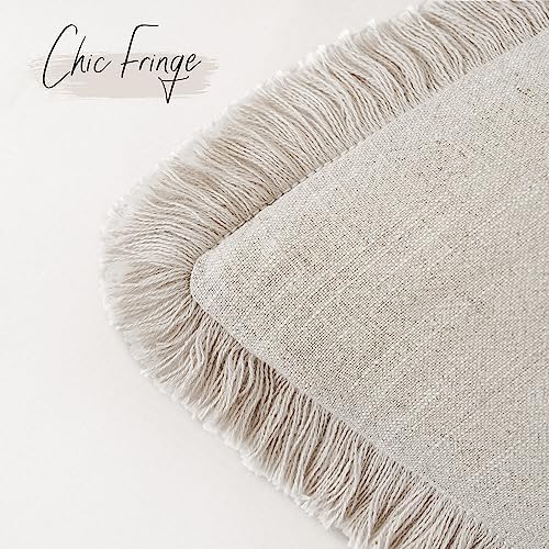 Foindtower Decorative Linen Fringe Throw Pillow Covers 18×18 Inch - Image 3