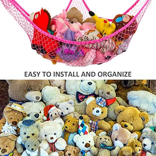 Toy Hammock, Stuffed Animals Hammock, Jumbo Toy Storage Net 83" Wall Sling - Image 5