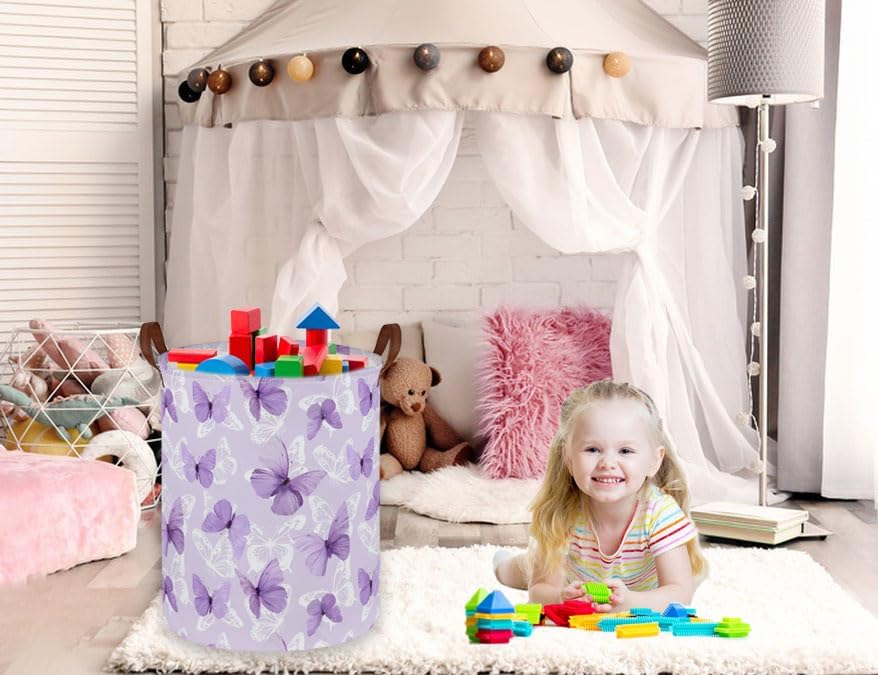 Kids Laundry Hamper, Butterfly Laundry Basket Collapsible Girls Storage Baskets - Image 4