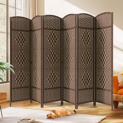 JOSTYLE Rattan Room Divider, 6-Panel Folding Privacy Screen 6ft. Extra Wide by Jostyle