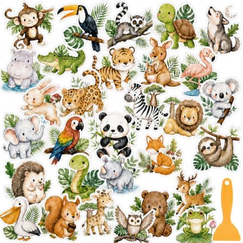 Fullhawl 30 Pcs Safari Animal Non Slip Shower Stickers, Kids Bathtub Safety by Fullhawl