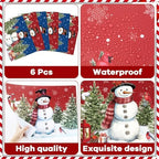 Winter Christmas Placemats Set of 6 Snowman Plastic Table Mat 17×13×0.04in - Image 3
