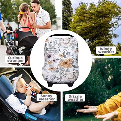 Rquite 4-in-1 Baby Car Seat Canopy, Stretchy Nursing Breastfeeding Cover - Image 6