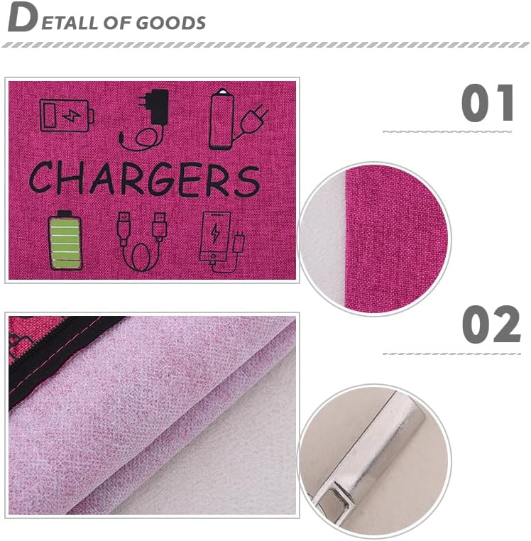 Charger Storage Bag Travel Organizer Pink - Image 5