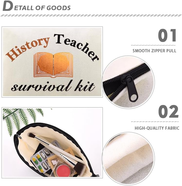 History Teacher Zipper Makeup Storage Bag Funny Historian Christmas Retirement - Image 3
