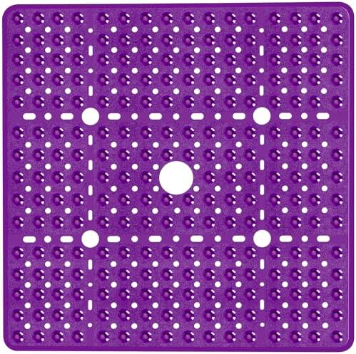 Large Square Shower Mat Bathtub Bath Mat Non Slip Purple 27"x27" by NaolotureHome