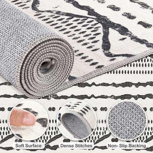 Nakagishi Black Rug Living Room Rugs: 9x12 Machine Washable Boho Large Neutral - Image 3