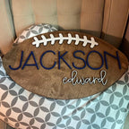 Personalized Football Name Sign, Wooden Name Sign, Football Nursery Decor - Image 2