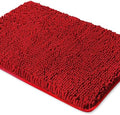 Yeaban Chenille Red Bathroom Rug 26"x44", Non-Slip Rubber Backing by Yeaban