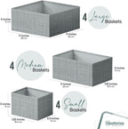 Drawer Organizer Clothes Set of 12 Grey - Image 2