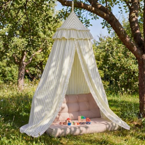 SmoothNovelty Oatmeal Striped Bed Canopy by SmoothNovelty