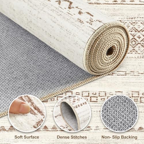 Nakagishi Boho 2x6 Runner Rug Machine Washable Rugs Non Slip Brown - Image 3