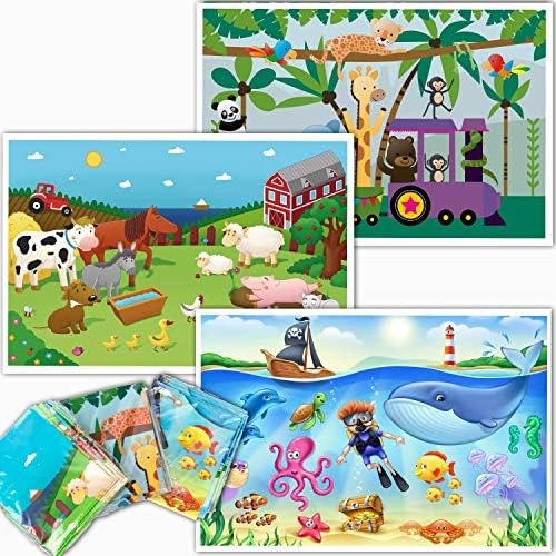 60 Pack Disposable Placemats for Baby, 3 Design Pack Baby Eating Mat, Toddler by HomeWorthy