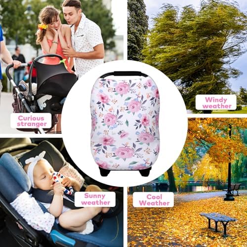 Rquite 4-in-1 Baby Car Seat Canopy, Stretchy Nursing Breastfeeding Cover - Image 7