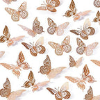 SAOROPEB 3D Butterfly Wall Decor, Removable Metallic Wall Sticker Room Mural by SAOROPEB
