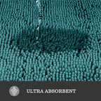Yeaban Chenille Teal Bathroom Rug 24"x36", Non-Slip Rubber Backing - Image 4