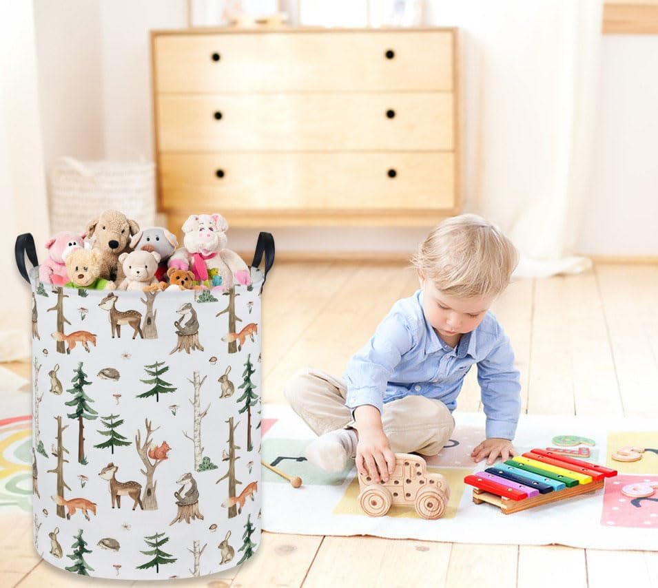 Kids Laundry Hamper, Animal Laundry Basket Collapsible Woodland Storage Baskets - Image 7