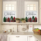 Merry Christmas Kitchen Curtains and Valances Set, Buffalo Plaid Xmas Tree - Image 3