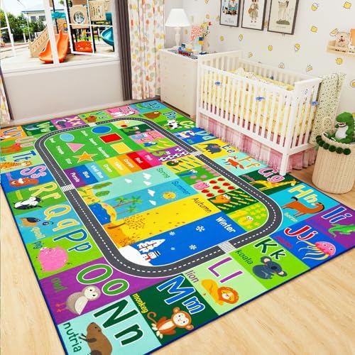 HOMORE Kids Educational Rug, 8x10 Green Kids Area Rug - Image 3