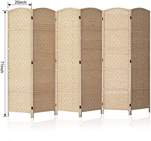 JOSTYLE Rattan Room Divider, 6-Panel Folding Privacy Screen 6ft. Extra Wide - Image 2