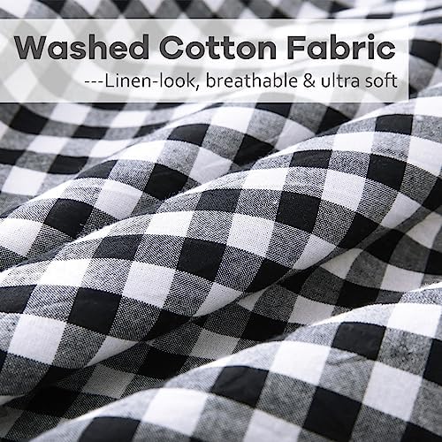 2 Pack Black White Gingham Ruffle Pillow Shams King Size 20"x36" - Image 6